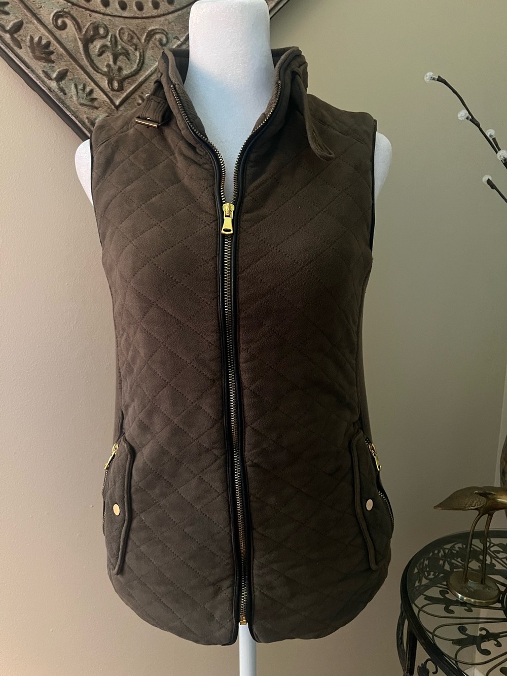 Fate Sahara Faux Suede Quilted Vest M